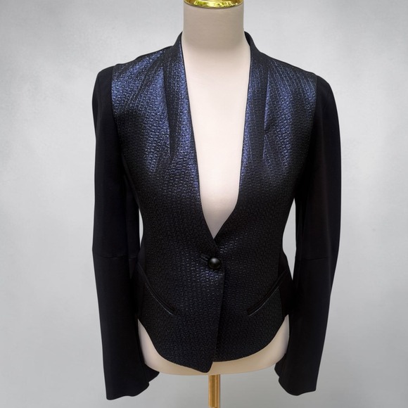 Yoana Baraschi Jackets & Blazers - Yoana Baraschi Blazer S Black Metallic Blue NWT  Tailored Shimmer Edgy Cyberpunk
